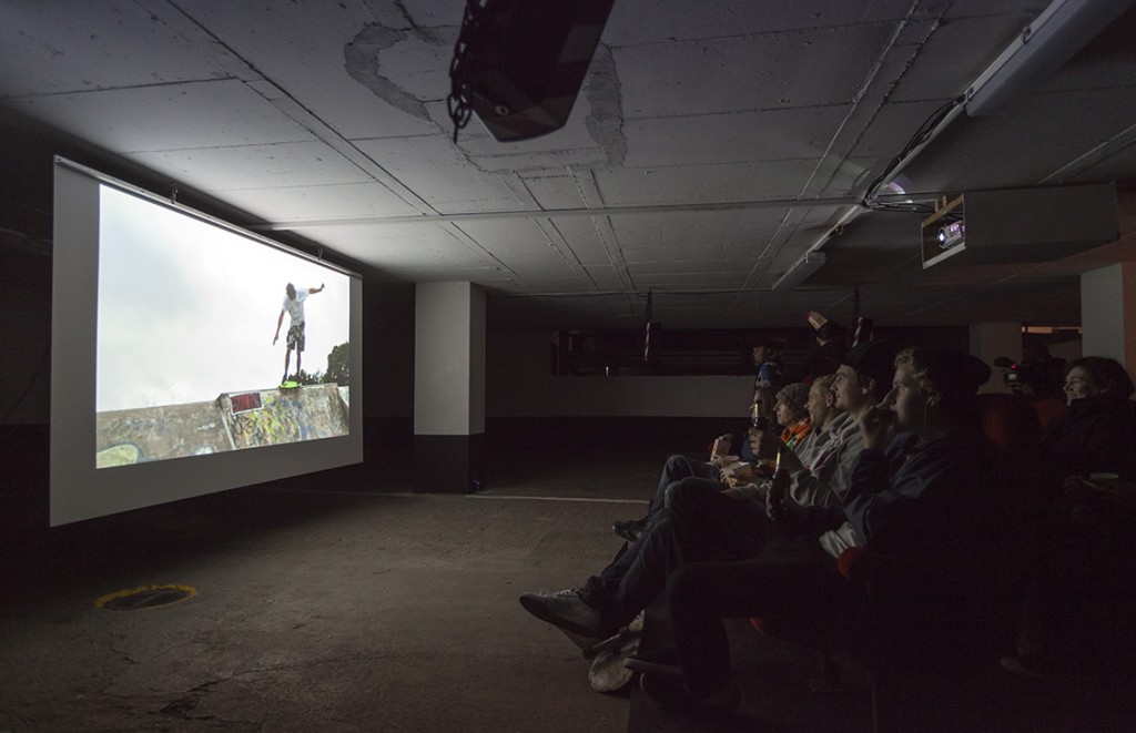 Screening of movies by Mutual Motion (films made by local skaters)...watched by local skaters