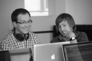 Dave Miller (right) and a participant during ‘Recording Audio Using Pro Tools’ workshop
