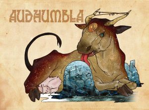 Auõumbla: the primeval cow of Norse mythology who nourished herself by licking a salty glacier! 
